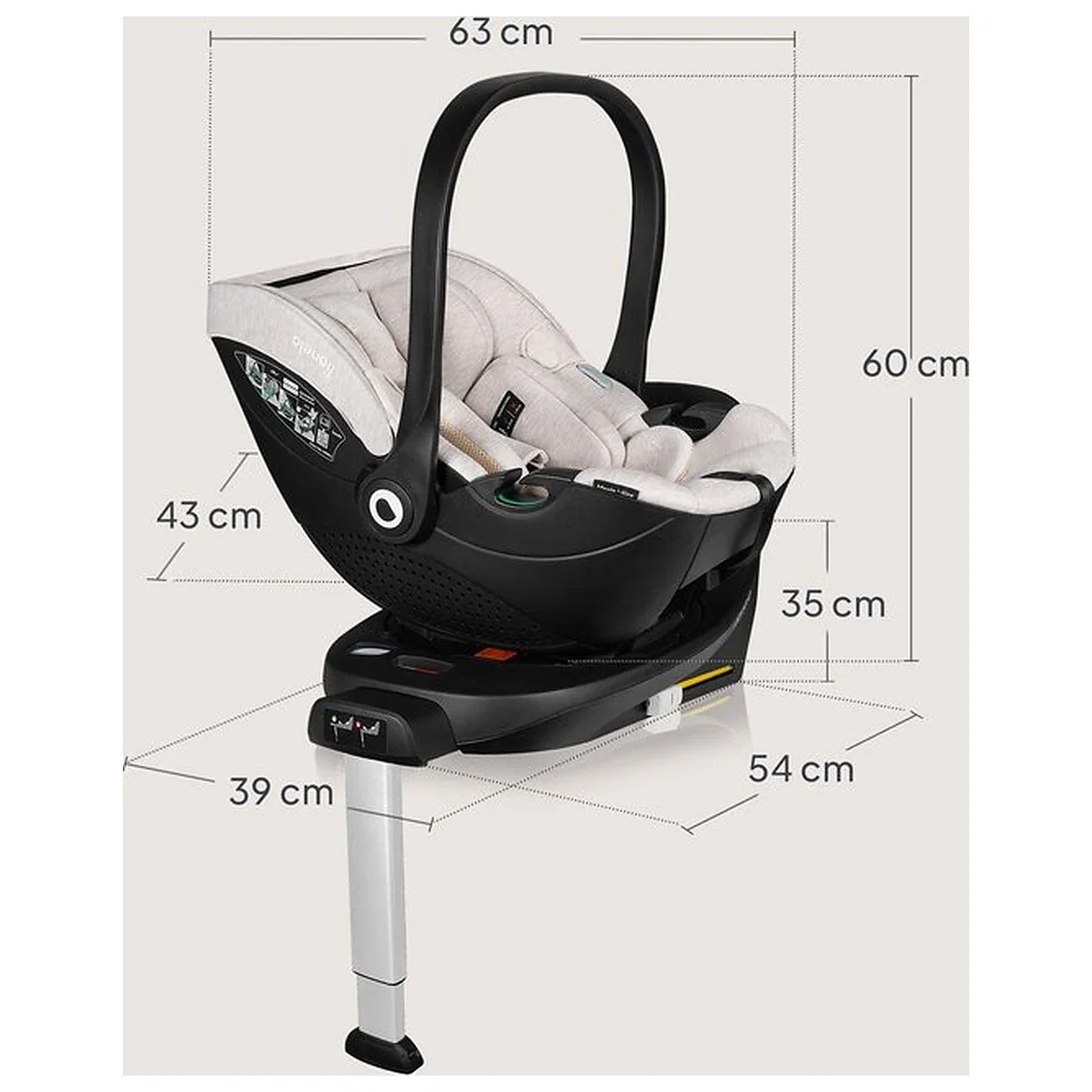 Scoica auto, Lionelo, Moxie, i-Size, Include baza rotativa 360 cu picior de fixare, 40-87 cm, Tetiera reglabila, [28]