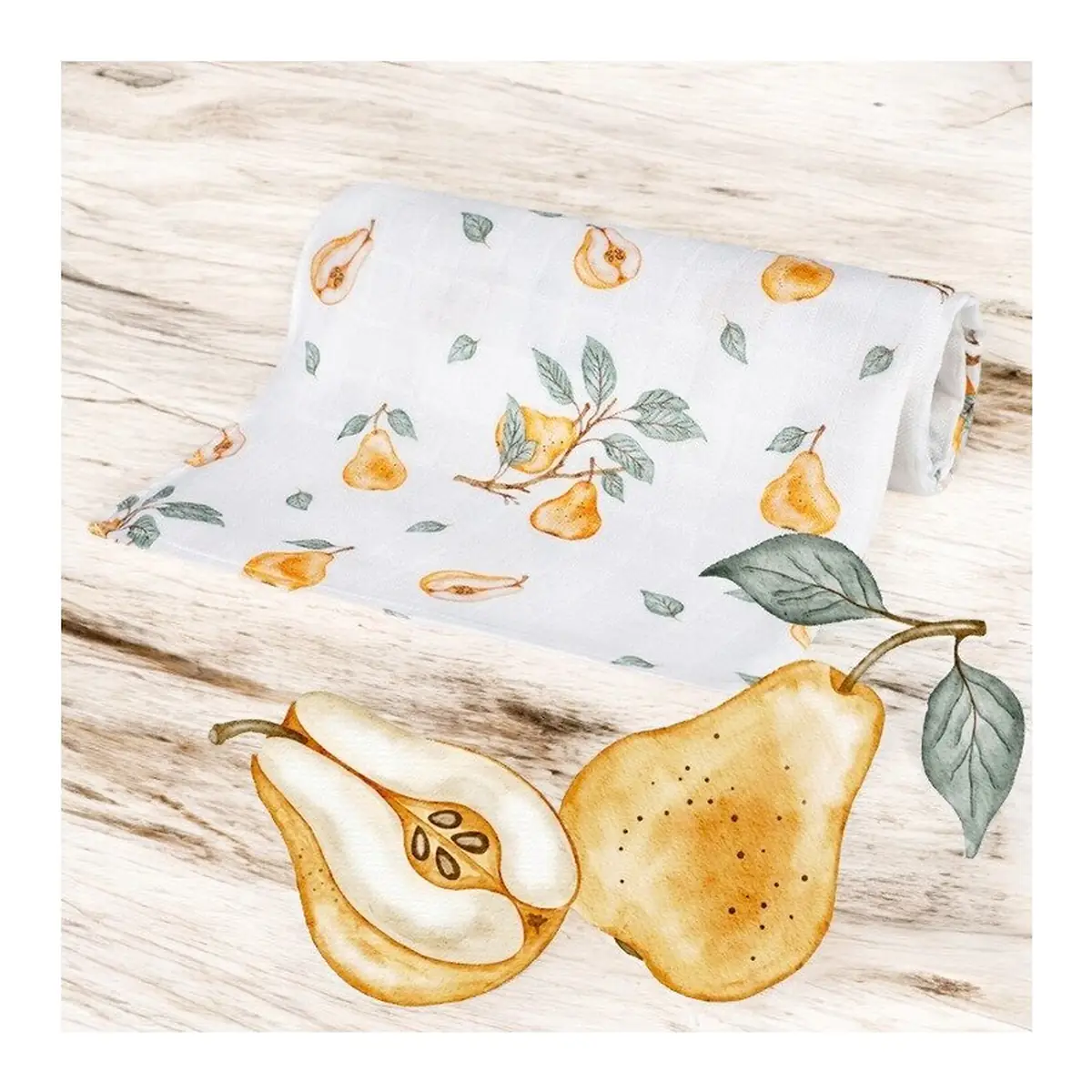 Scutec din bambus, Bocioland, Pears, 75x75 cm, Multicolor 0 luni+ [2]