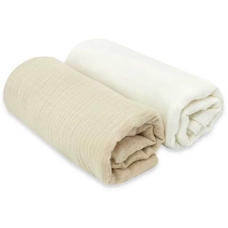 Set 2 museline, MimiNu, Multifunctionale, Din bumbac certificat Oeko Tex Standard 100,80x80 cm, Warm beige and Cream [1]