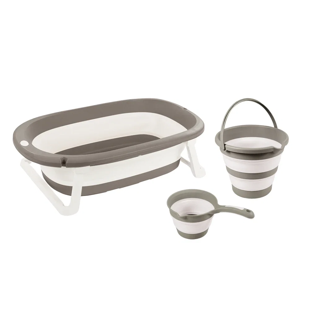 Baita celor mici - Set 3 in 1 cu cadita pliabila - Gri Dolu Nuve 6 luni+
