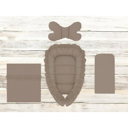 Set 4 in 1 Cosulet bebelus, MimiNu, Baby Cocoon 75x55 cm, Cu volanase, Husa bumbac, Din bumbac certificat Oeko Tex [1]