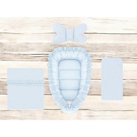Set 4 in 1 Cosulet bebelus, MimiNu, Baby Cocoon 75x55 cm, Cu volanase, Husa bumbac, Din bumbac certificat Oeko Tex [1]