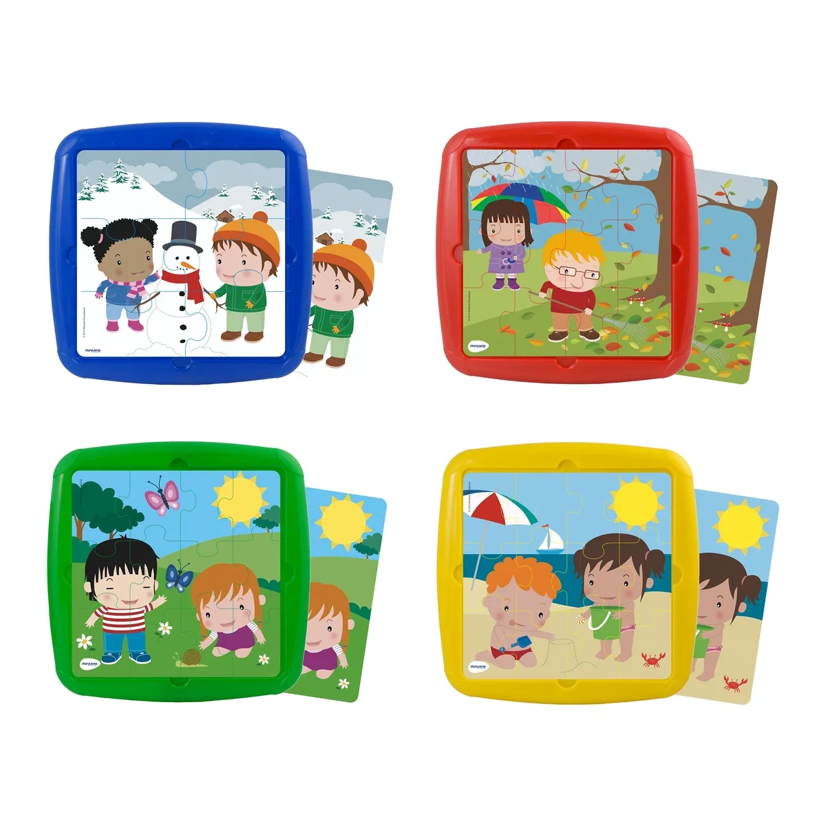Puzzle-uri si incastre - Set 4 puzzle Anotimpuri - Miniland