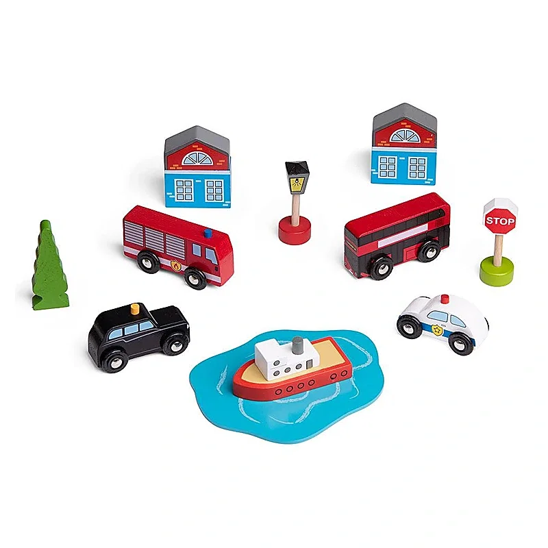 Set 5 vehicule din lemn BIGJIGS Toys 3 ani+ [1]