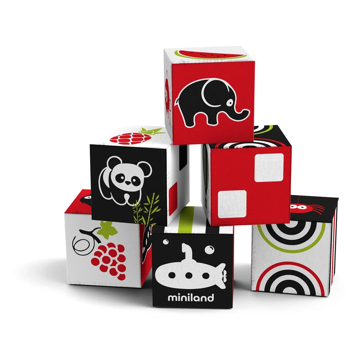 Jucarii interactive - Set 6 cuburi educationale pentru bebelusi Miniland 18 luni