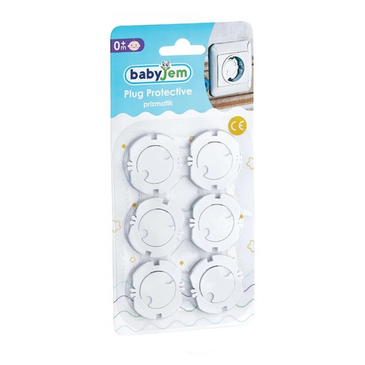 Protectii si seturi de siguranta - Set 6 protectii priza cu adeziv BabyJem 0 luni +