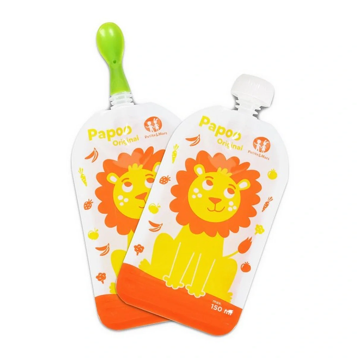 Set 6 pungi reutilizabile pentru hranire cu leuti Papoo Portocaliu Petite&Mars 6 luni+ [4]