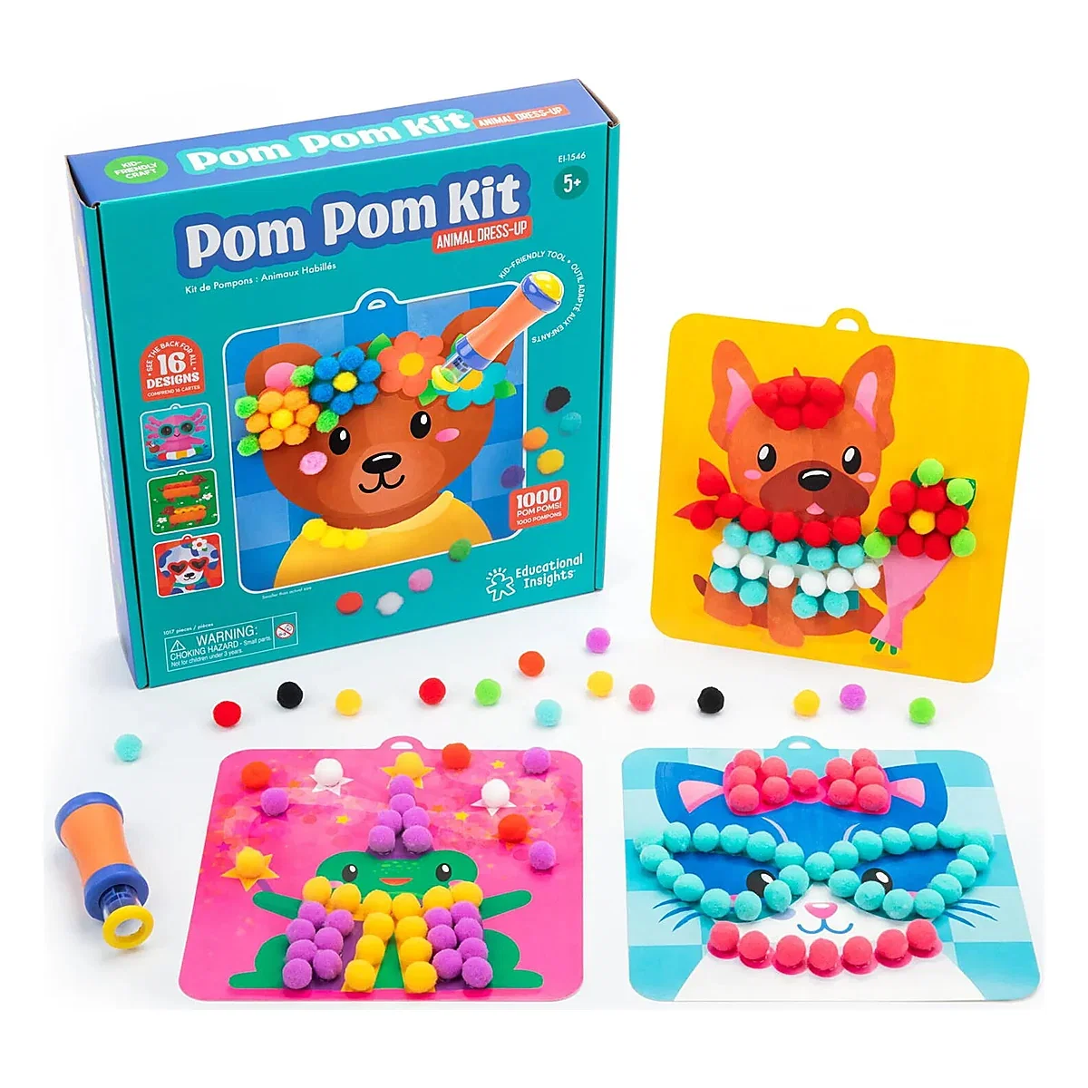 Jocuri de indemanare - Set creativ cu pompoane - Imbraca animalutele Educational Insights 5 ani+