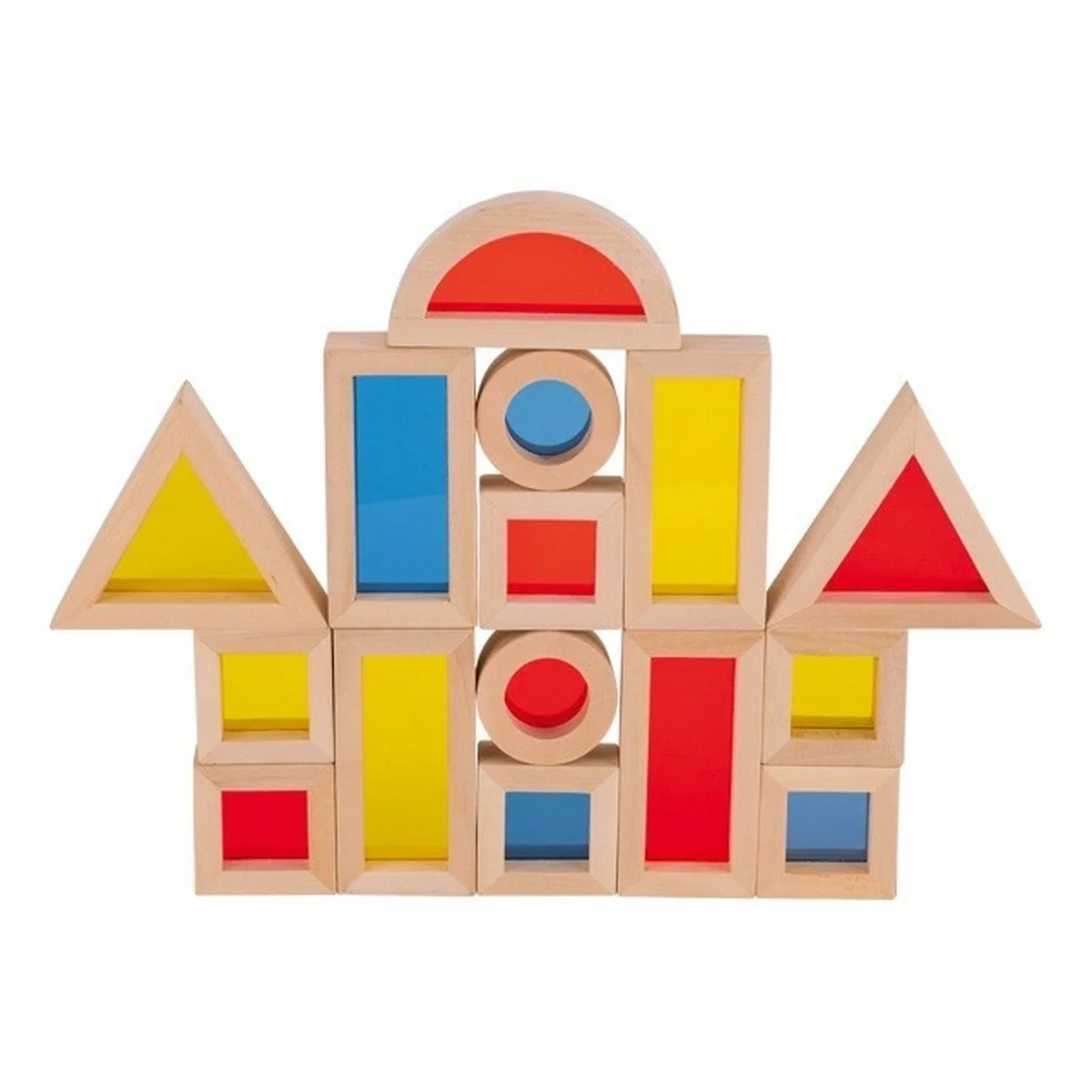 Constructii, cuburi, forme si culori - Set cuburi de construit cu ferestre Goki