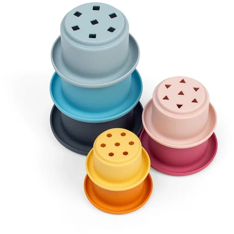 Set cupe de stivuit din silicon BIGJIGS Toys 5 luni+ [2]