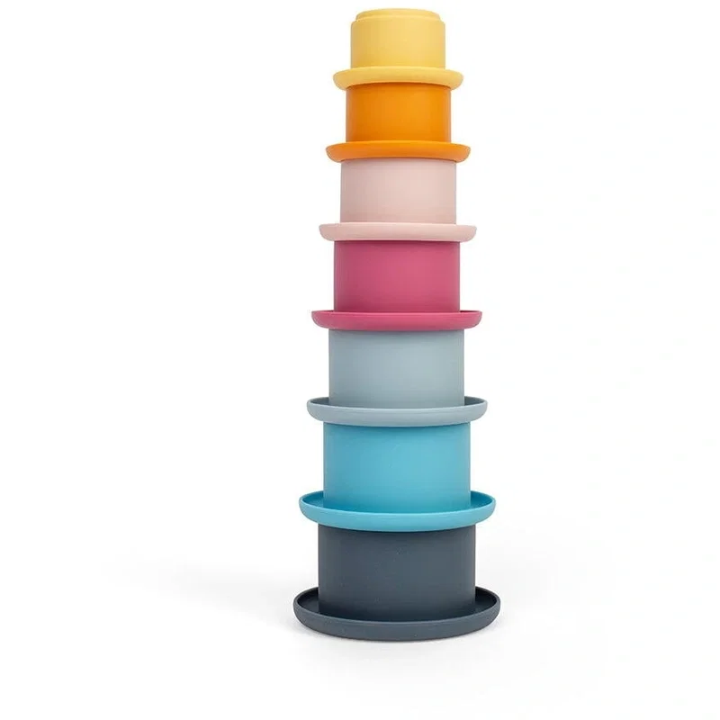 Jucarii interactive - Set cupe de stivuit din silicon BIGJIGS Toys 5 luni+