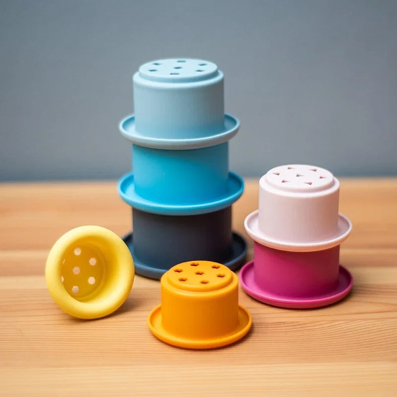 Set cupe de stivuit din silicon BIGJIGS Toys 5 luni+ [5]