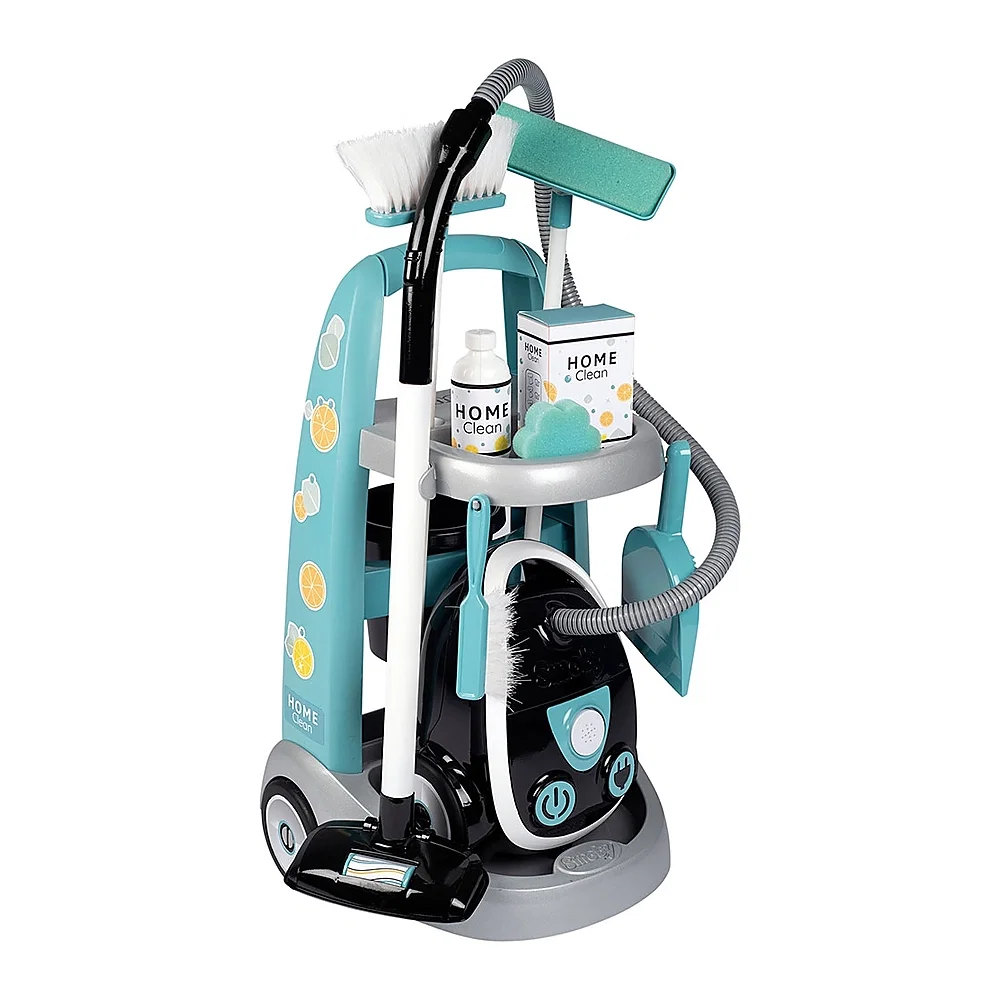Seturi de curatenie copii - Set curatenie cu troller si aspirator electronic negru Smoby 3 ani +