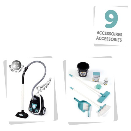 Set curatenie cu troller si aspirator electronic negru Smoby 3 ani + [2]