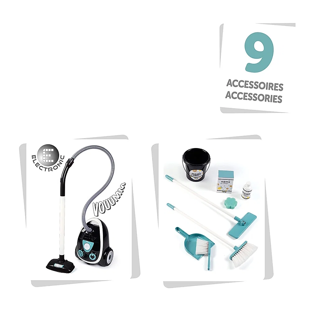 Set curatenie cu troller si aspirator electronic negru Smoby 3 ani + [2]