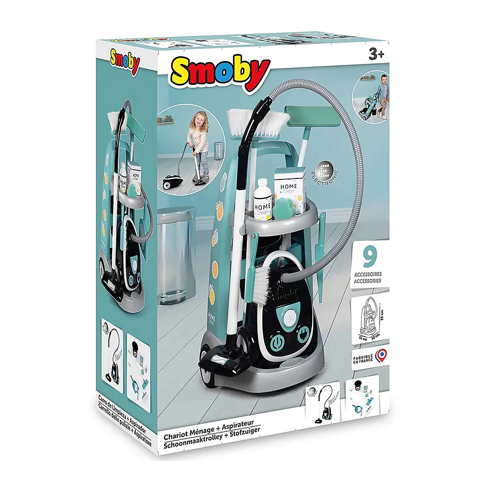 Set curatenie cu troller si aspirator electronic negru Smoby 3 ani + [6]