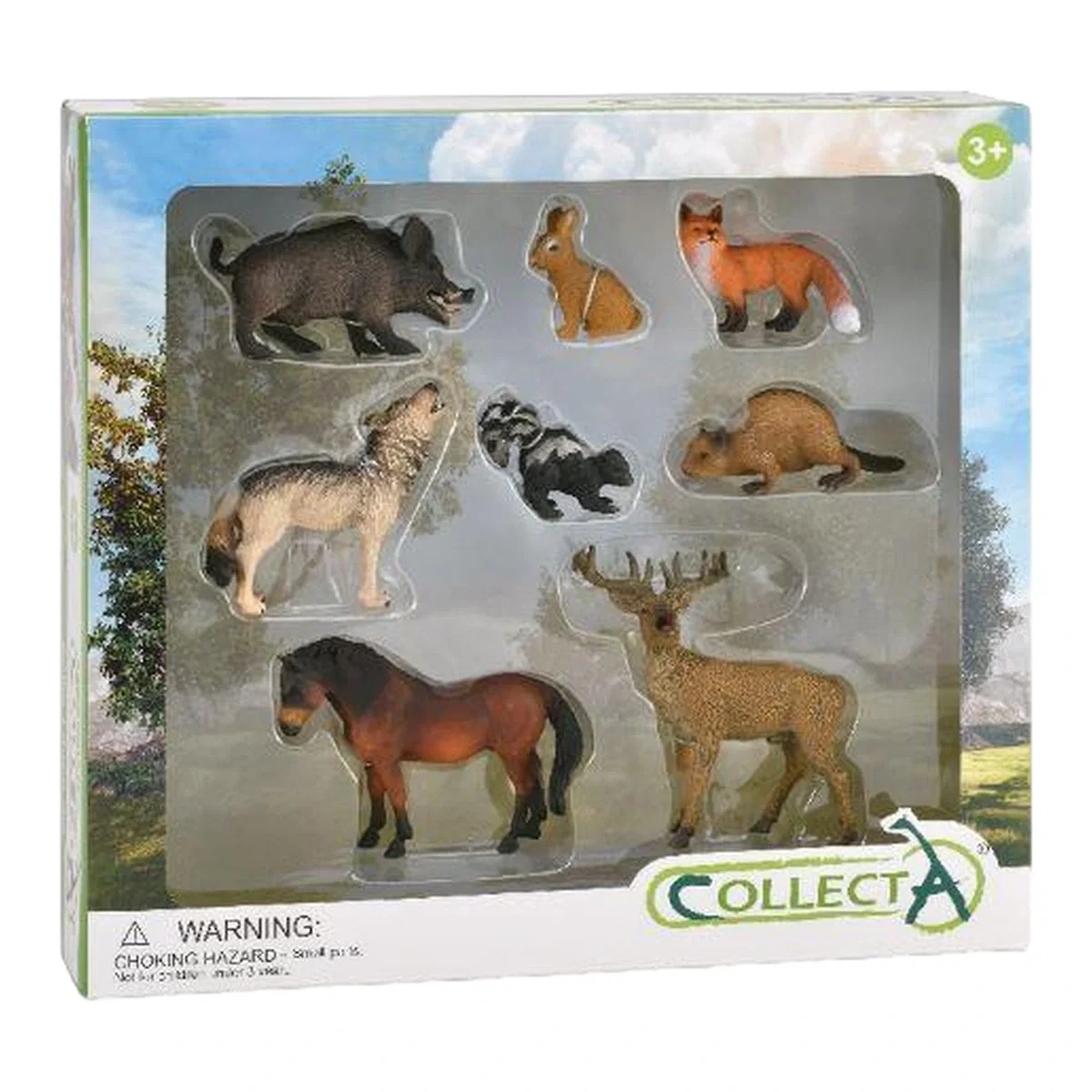Animale salbatice - Set de 8 figurine pictate manual Animale din padure Collecta 3 ani +
