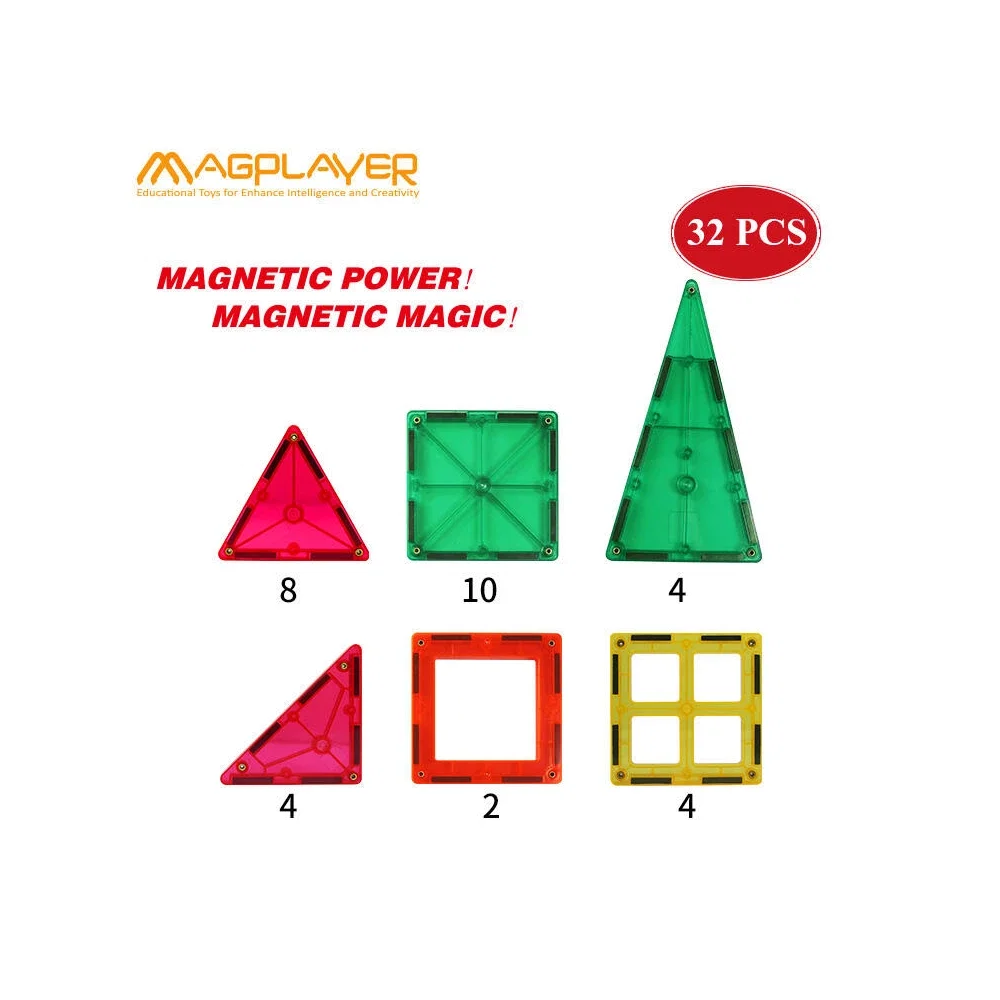 Set de constructie magnetic - 32 piese MAGPLAYER 10 ani [2]