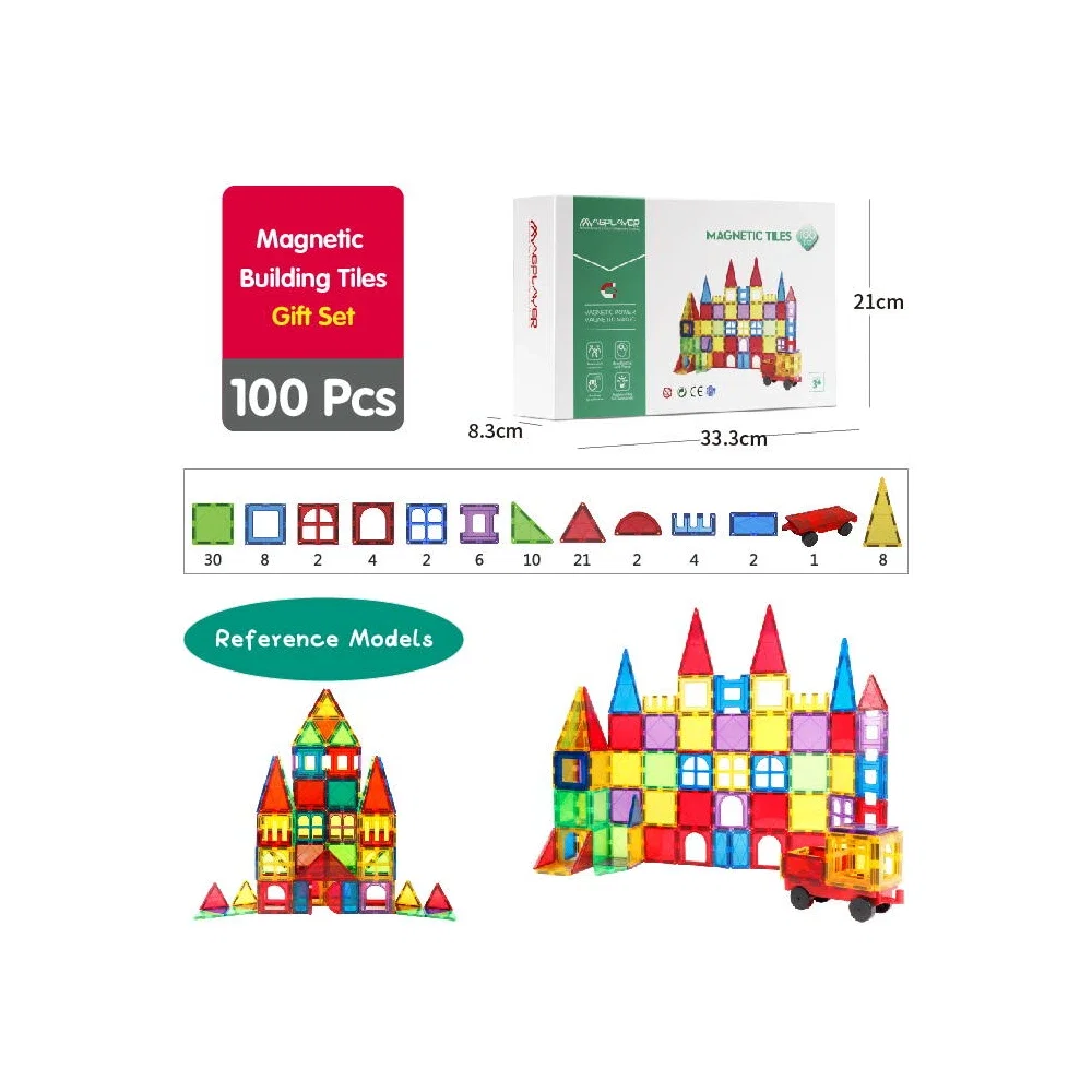 Set de constructie magnetic 3D - 100 piese MAGPLAYER 10 ani [2]