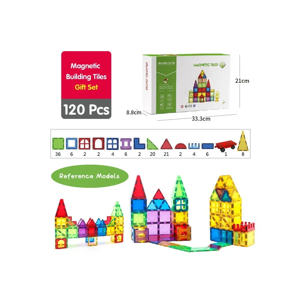 Set de constructie magnetic 3D - 120 piese MAGPLAYER 10 ani [2]