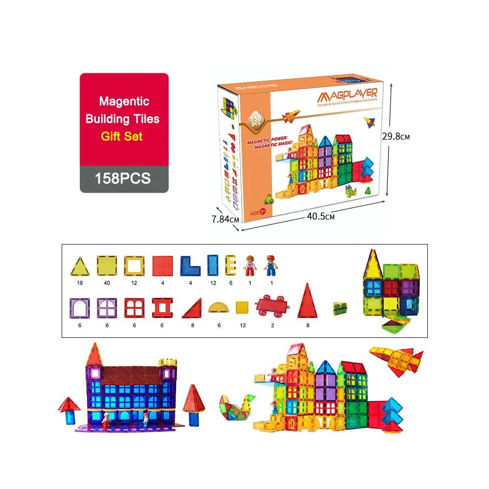 Set de constructie magnetic 3D - 158 piese MAGPLAYER 10 ani [2]