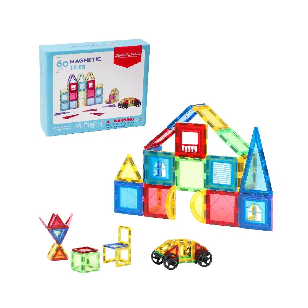 Set de constructie magnetic 3D - 60 piese MAGPLAYER 10 ani [2]