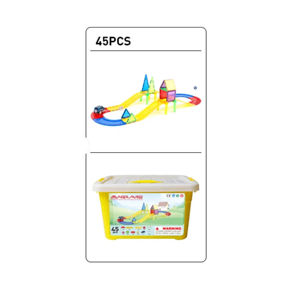 Set de constructie magnetic 3D - Circuit masinute (45 piese) MAGPLAYER 10 ani [2]