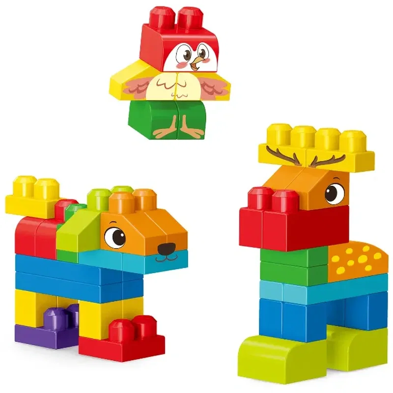 Constructii, cuburi, forme si culori - Set de constructie STEAM - Animalute haioase (44 piese) Bufnitel 3 ani+