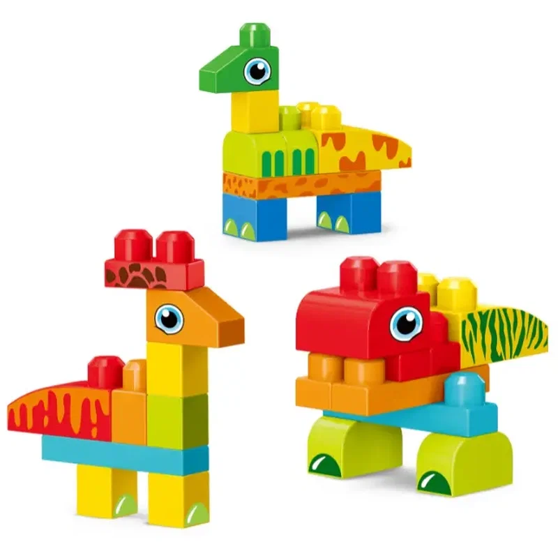 Constructii, cuburi, forme si culori - Set de constructie STEAM - Dinozauri haiosi (31 piese) Bufnitel 3 ani+