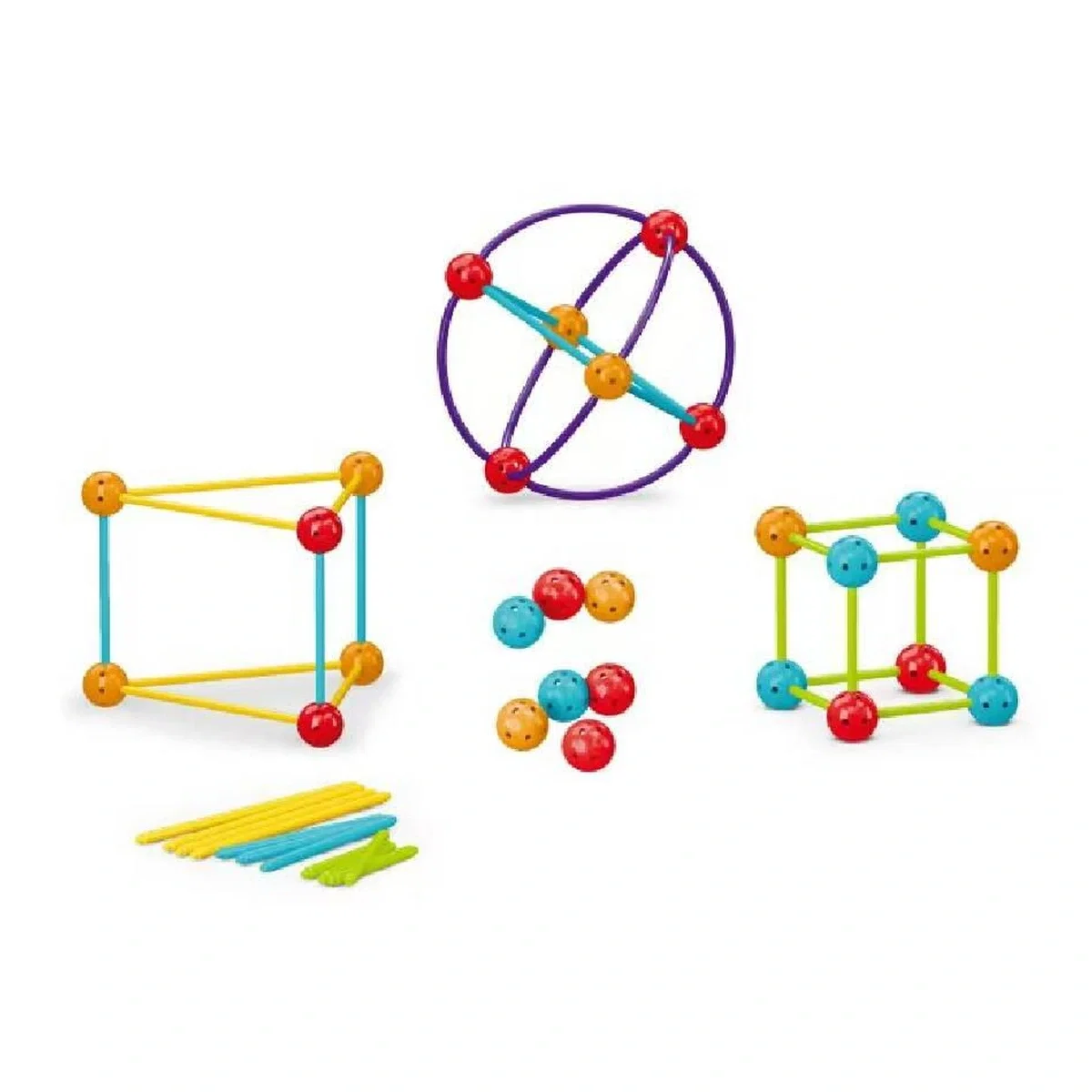 Constructii, cuburi, forme si culori - Set de constructie STEAM - Forme 3D (70 piese) Bufnitel 3 ani+