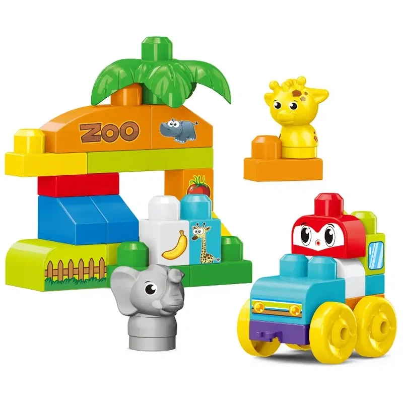 Constructii, cuburi, forme si culori - Set de constructie STEAM - Zoo distractiva (32 piese) Bufnitel 3 ani+