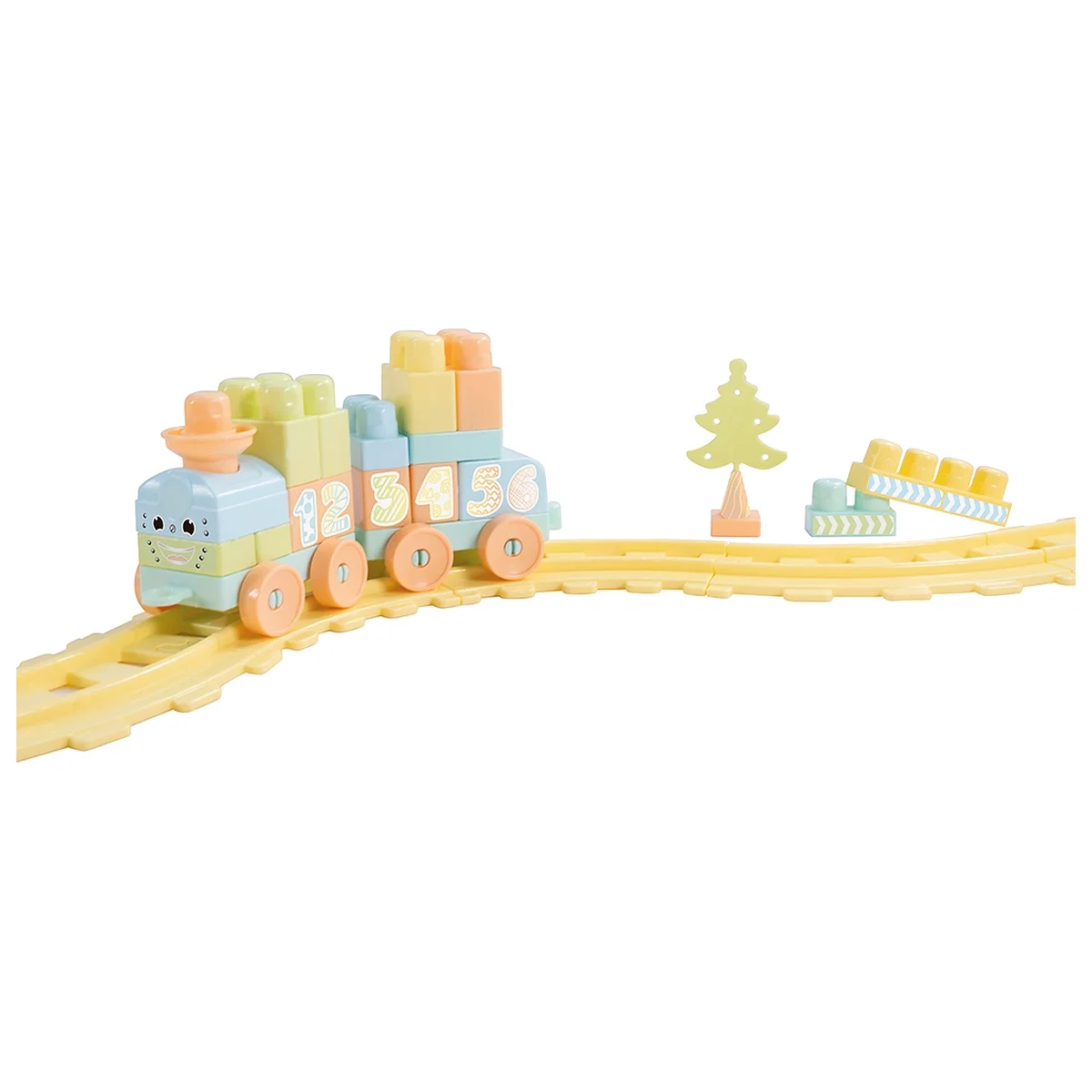 Trenulete si accesorii - Set de constructii cu trenulet - 36 piese (pastel) DOLU 18 luni+