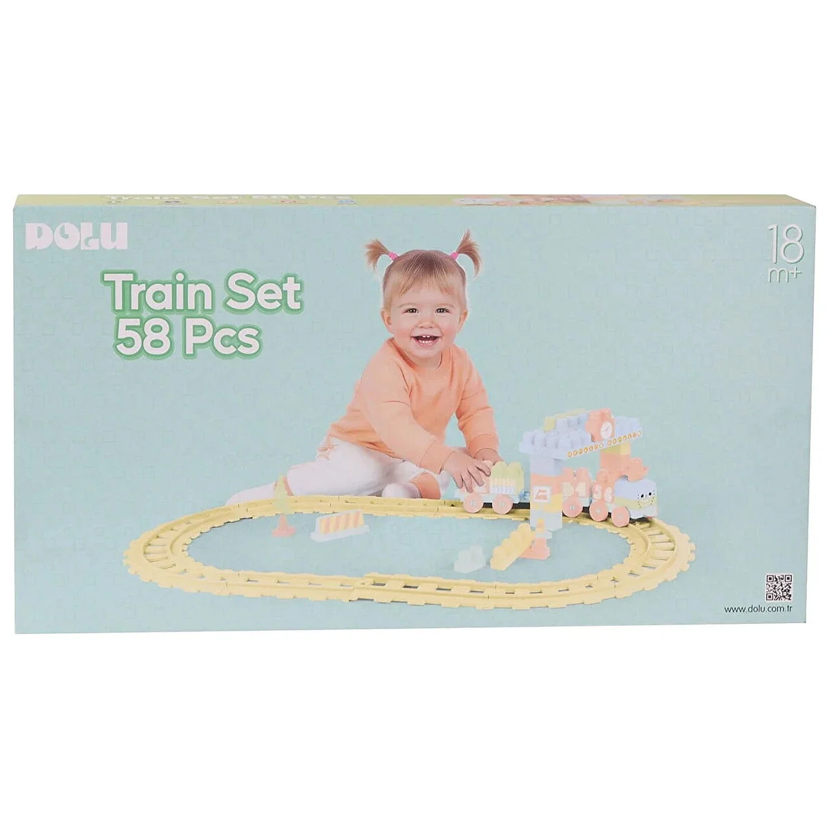 Set de constructii cu trenulet - 58 piese (pastel) DOLU 18 luni+ [1]
