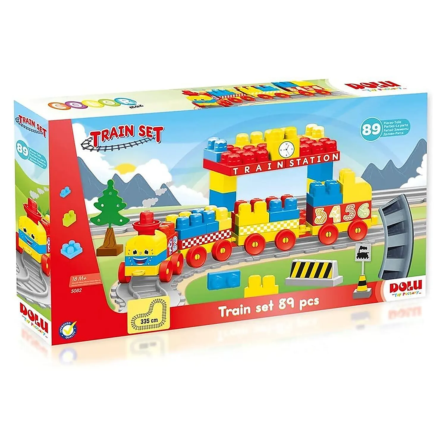 Trenulete si accesorii - Set de constructii cu trenulet - 89 piese DOLU 18 luni+