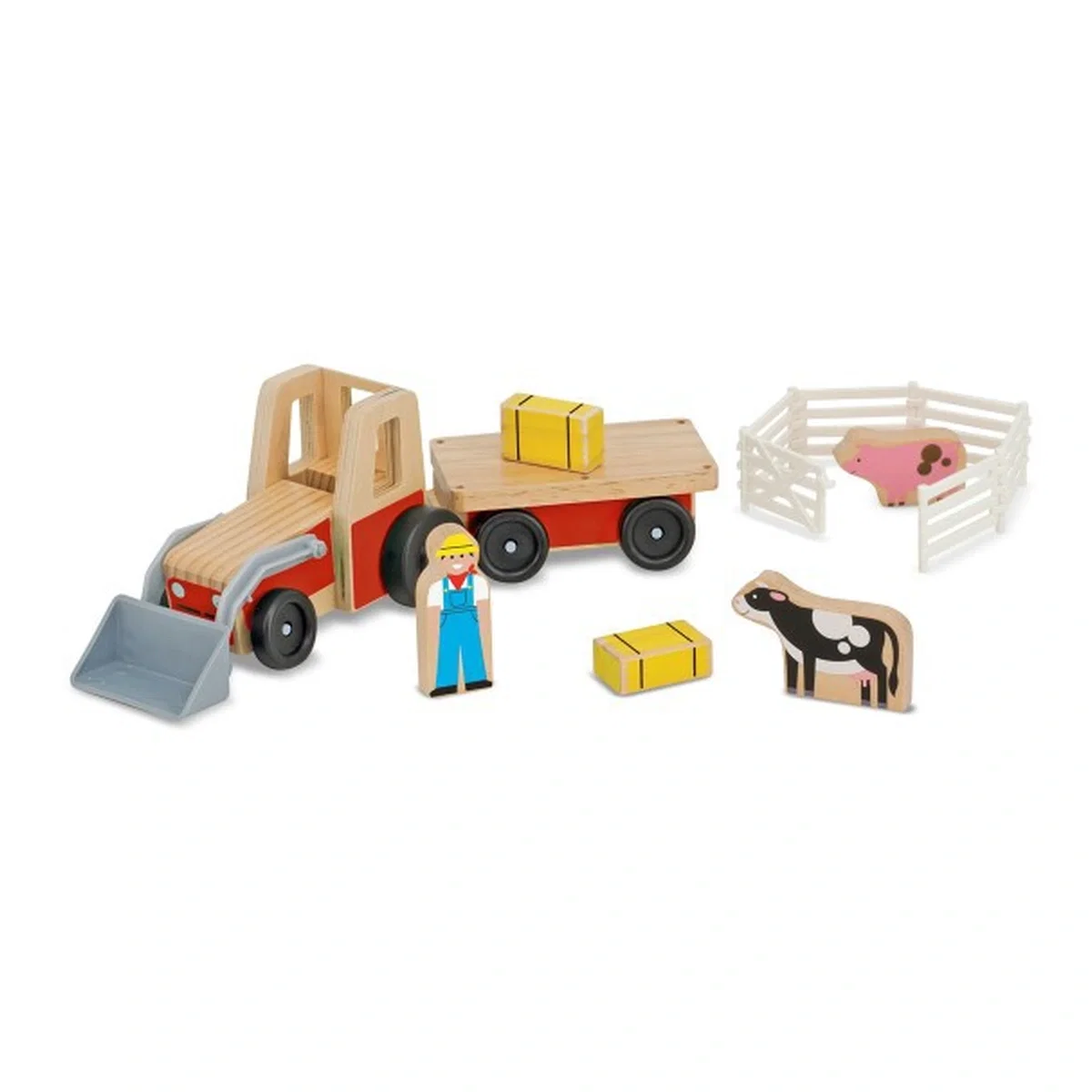 Masinute si camioane - Set de joaca Excavator din lemn cu remorca Melissa & Doug
