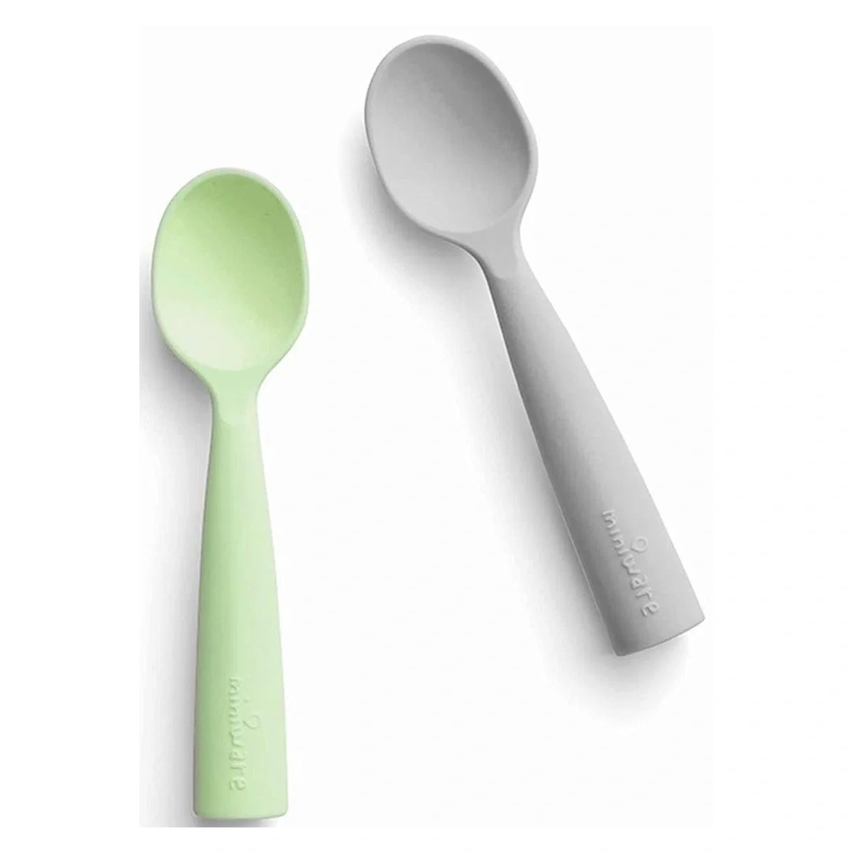 Ora mesei - Set de lingurite bebelusi Miniware, 100% silicon alimentar, Grey+Keylime 4 luni+