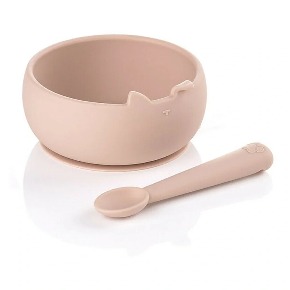Farfurii si boluri - Set de masa, Jane, Din silicon, 2 piese, Cu bol si lingurita, BPA Free, Pale 4 luni