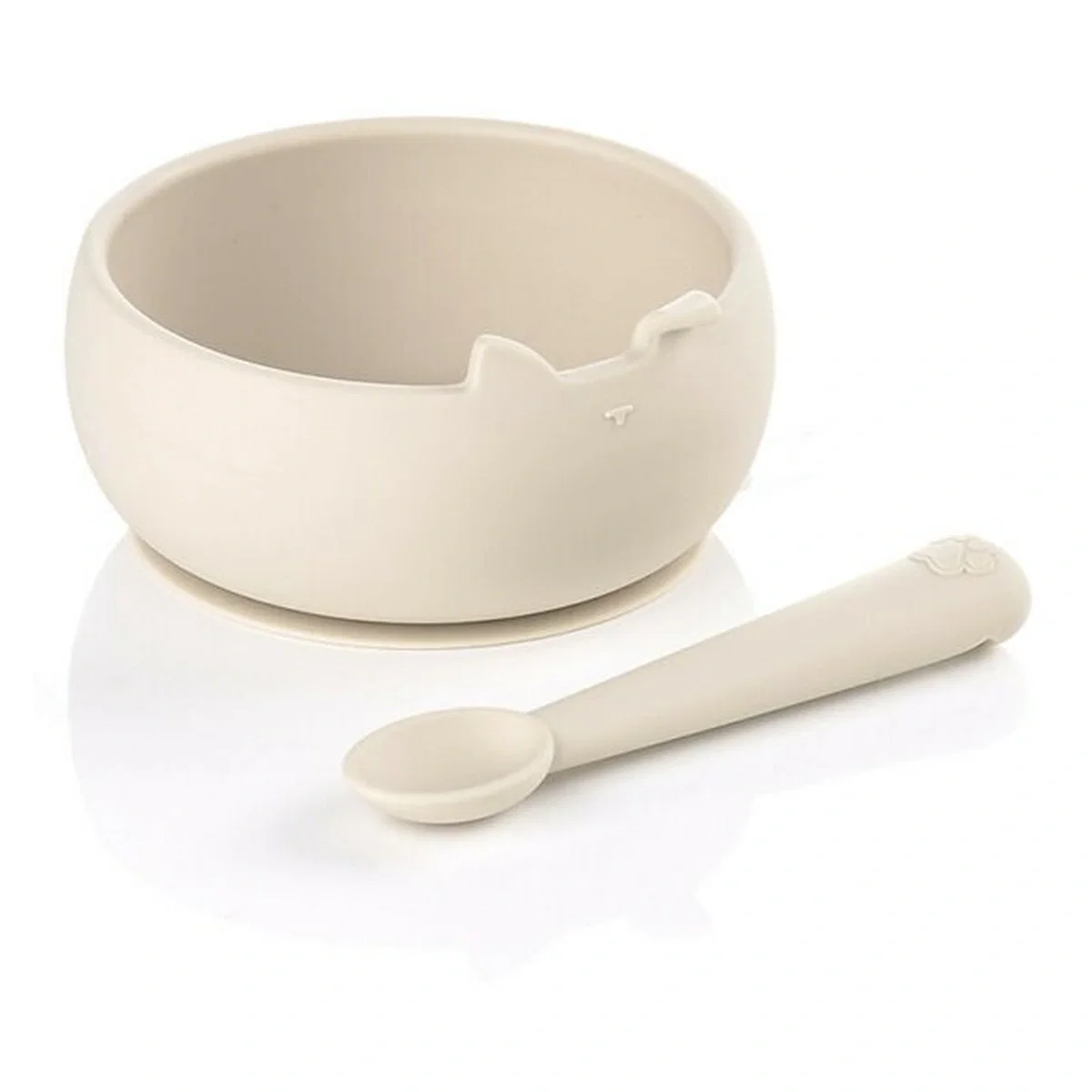 Ora mesei - Set de masa, Jane, Din silicon, 2 piese, Cu bol si lingurita, BPA Free, Sand 4 luni