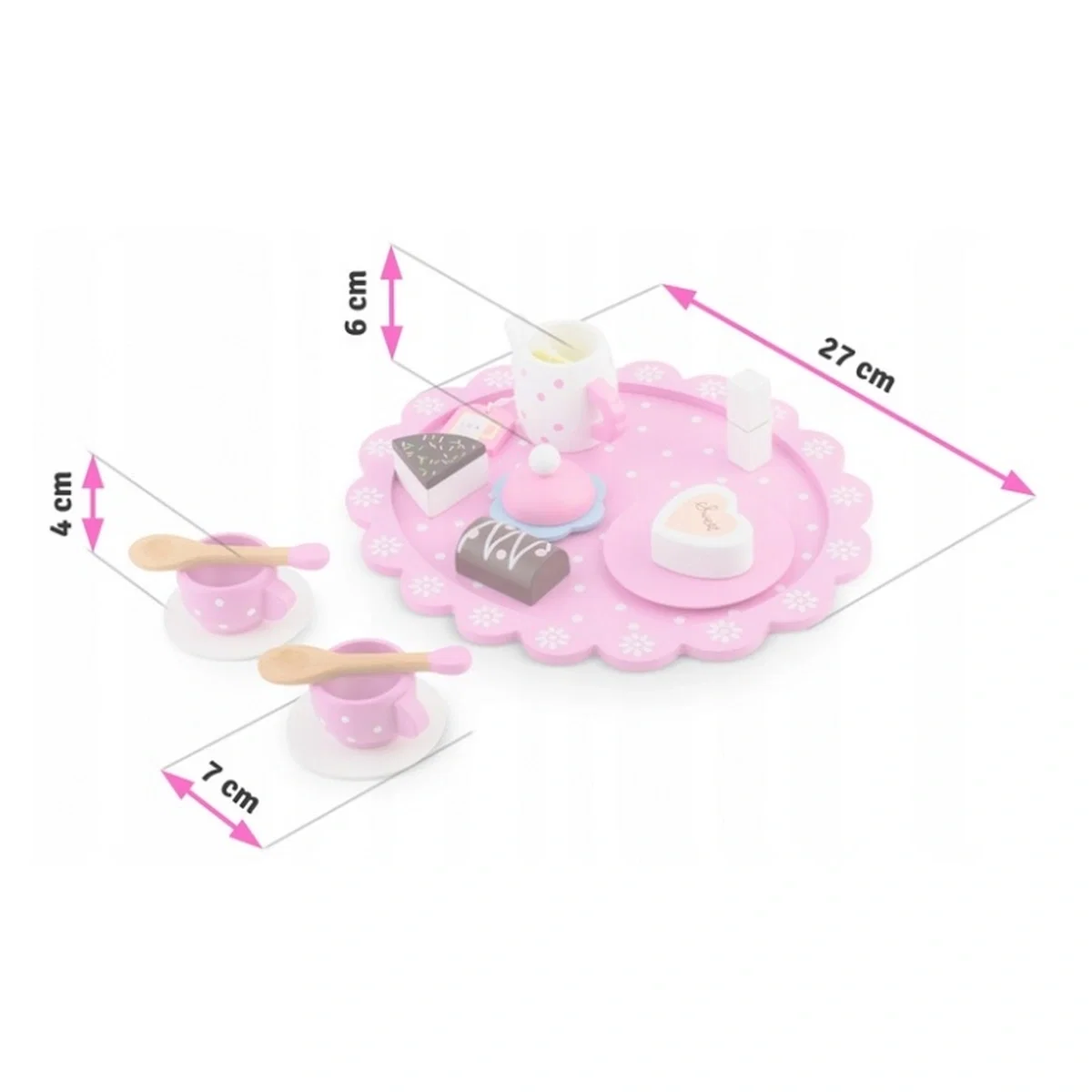 Set din lemn pentru servit ceaiul Ricokids - Roz 3 ani+ [6]