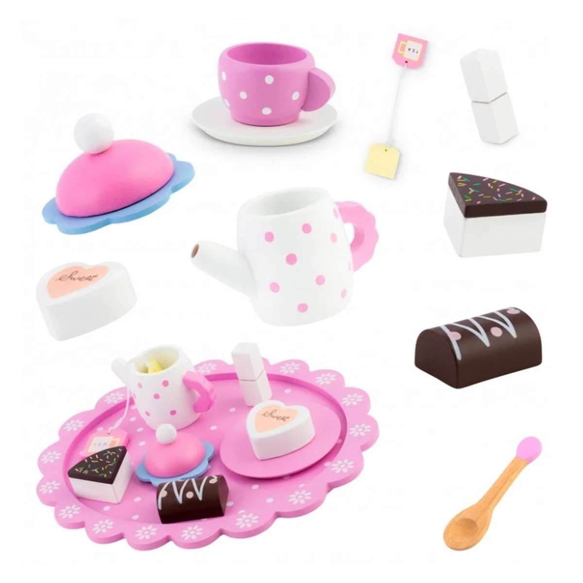 Set din lemn pentru servit ceaiul Ricokids - Roz 3 ani+ [3]
