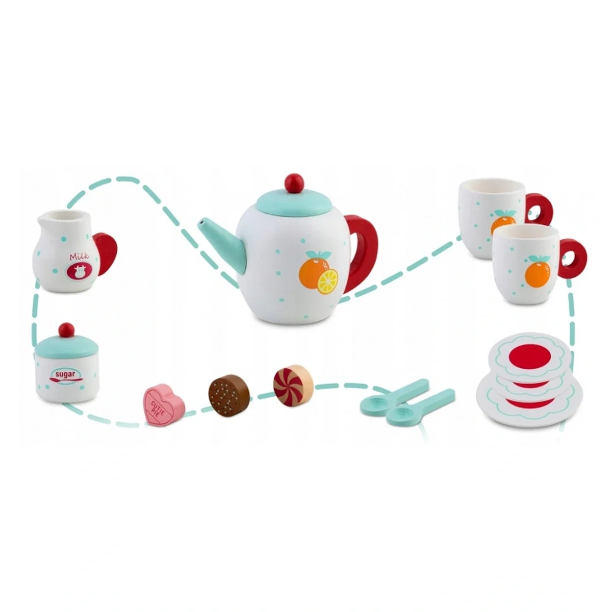 Set din lemn pentru servit ceaiul Ricokids - Turcoaz 3 ani+ [5]