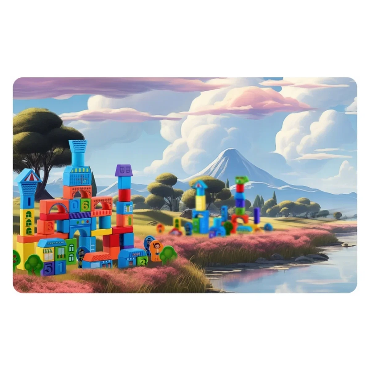 Set educational cu blocuri din lemn, 100 bucati, Ricokids - Orasel [6]