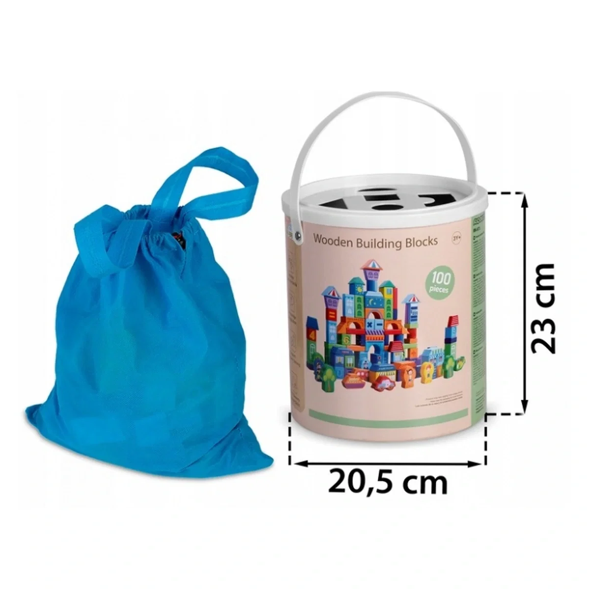 Set educational cu blocuri din lemn, 100 bucati, Ricokids - Orasel [5]