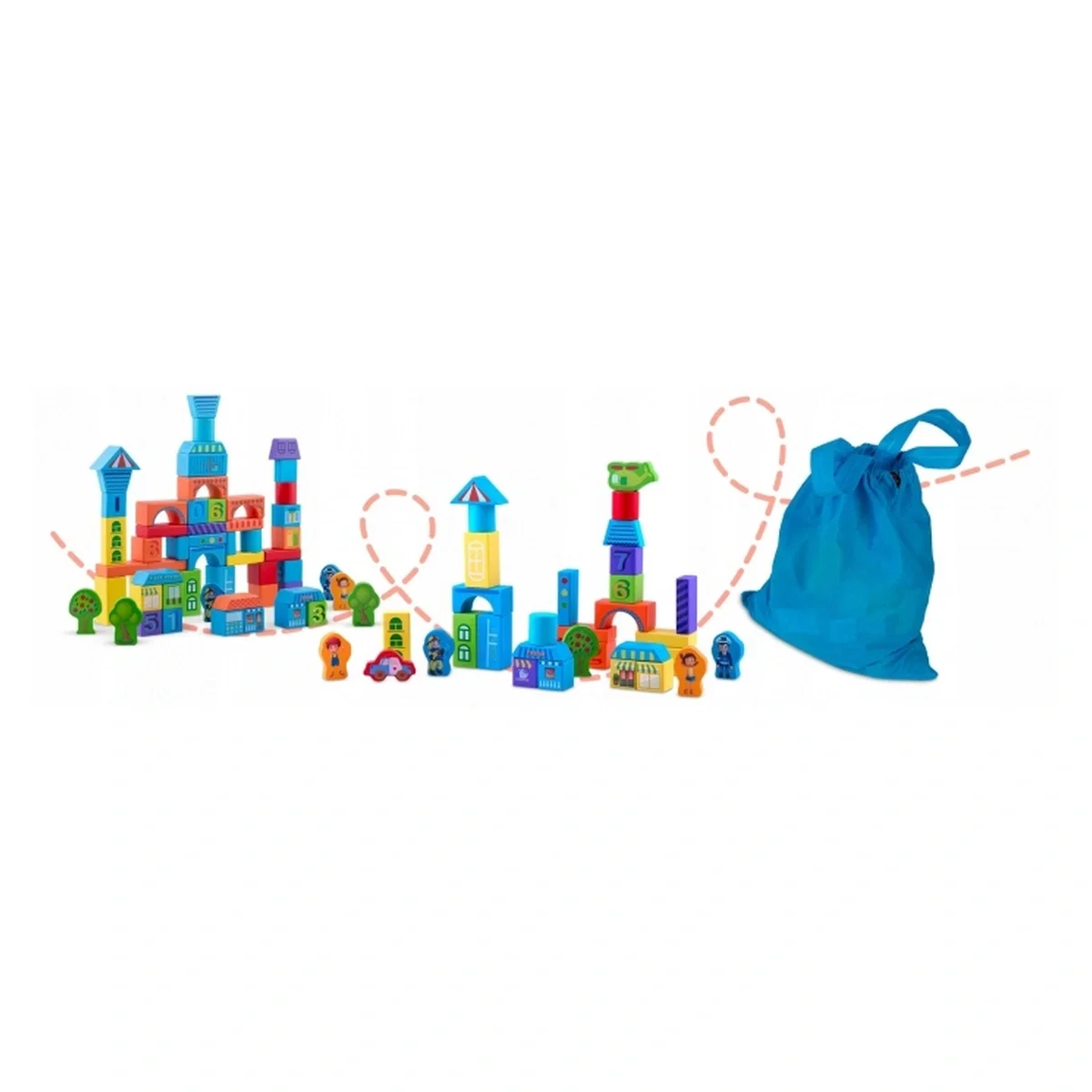 Set educational cu blocuri din lemn, 100 bucati, Ricokids - Orasel [3]