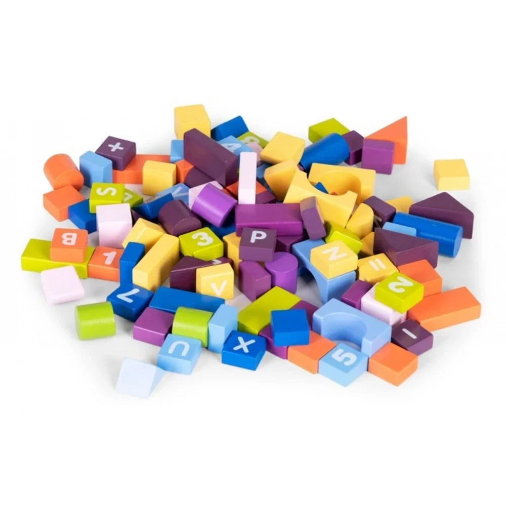 Set educational cu blocuri din lemn, 108 piese, Ecotoys 3 ani+ [2]