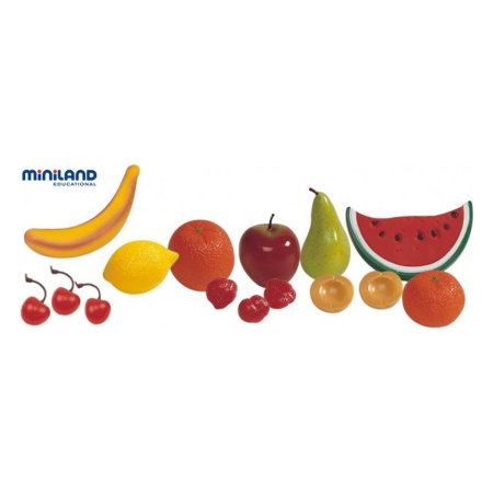 Fructe, legume, alimente - Set fructe din plastic Miniland 15 buc