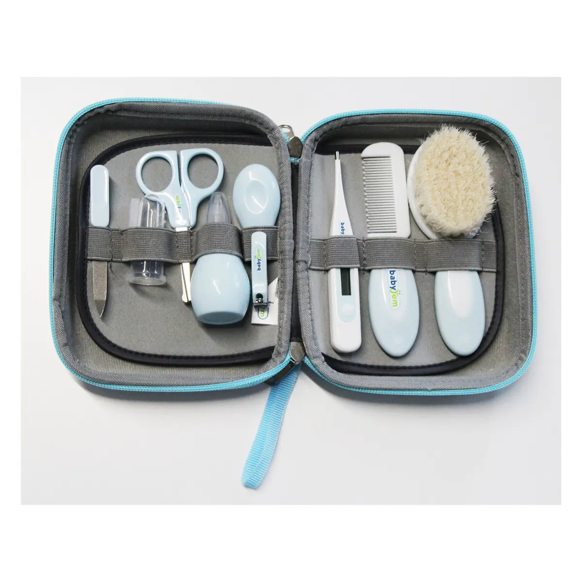 Ingrijirea parului si a unghiilor - Set ingrijire unghii bebelusi cu 9 piese Bleu BabyJem Grooming Set 0 luni +