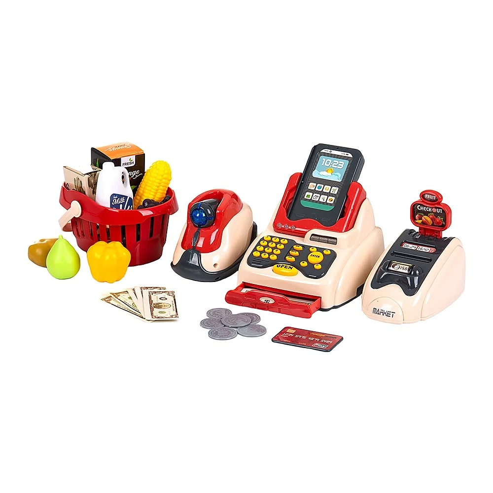Bucatarii si supermarket - Set jucarie Chipolino Cash Register cu lumini, sunete si 24 accesorii 3 ani