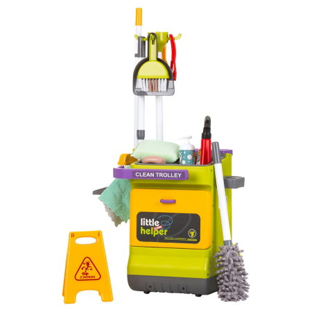 Seturi de curatenie copii - Set jucarie Chipolino Cleaning Trolley cu 16 accesorii 3 ani