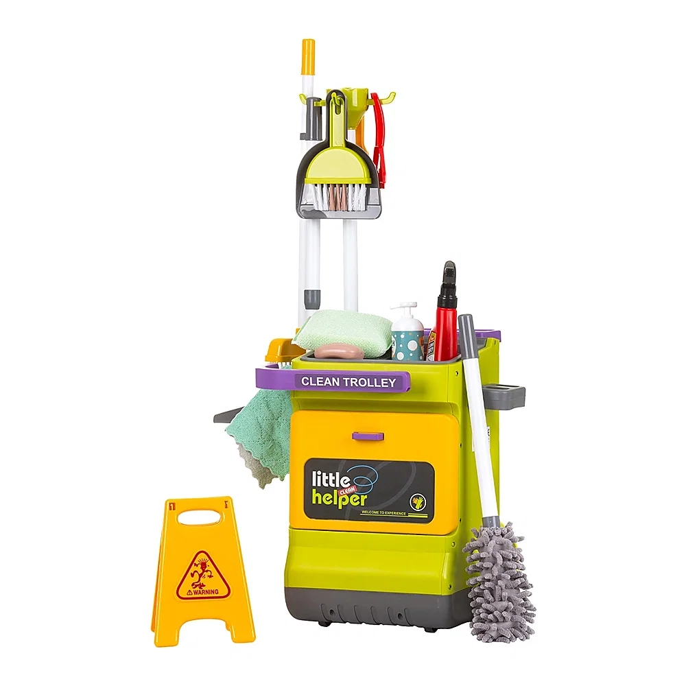 Seturi de curatenie copii - Set jucarie Chipolino Cleaning Trolley cu 16 accesorii 3 ani